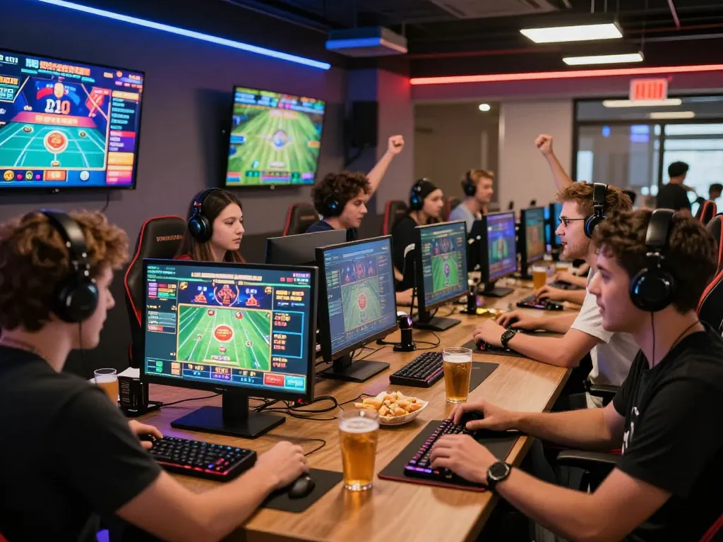 Engaged players at BJ888.com, a premier online gambling platform, enjoying dynamic esports and casino games.