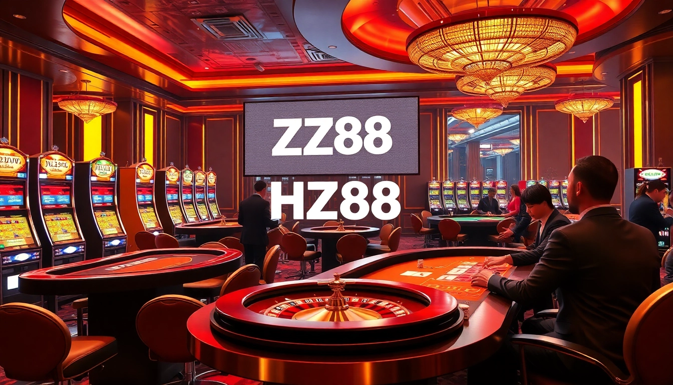 Experience excitement at HZ88 casino with modern gaming tables and vibrant atmosphere.
