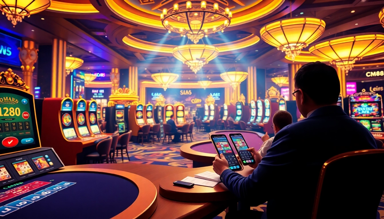 BẮN CÁ CM88 captures the excitement of online gambling with vibrant gameplay and luxurious casino elements.
