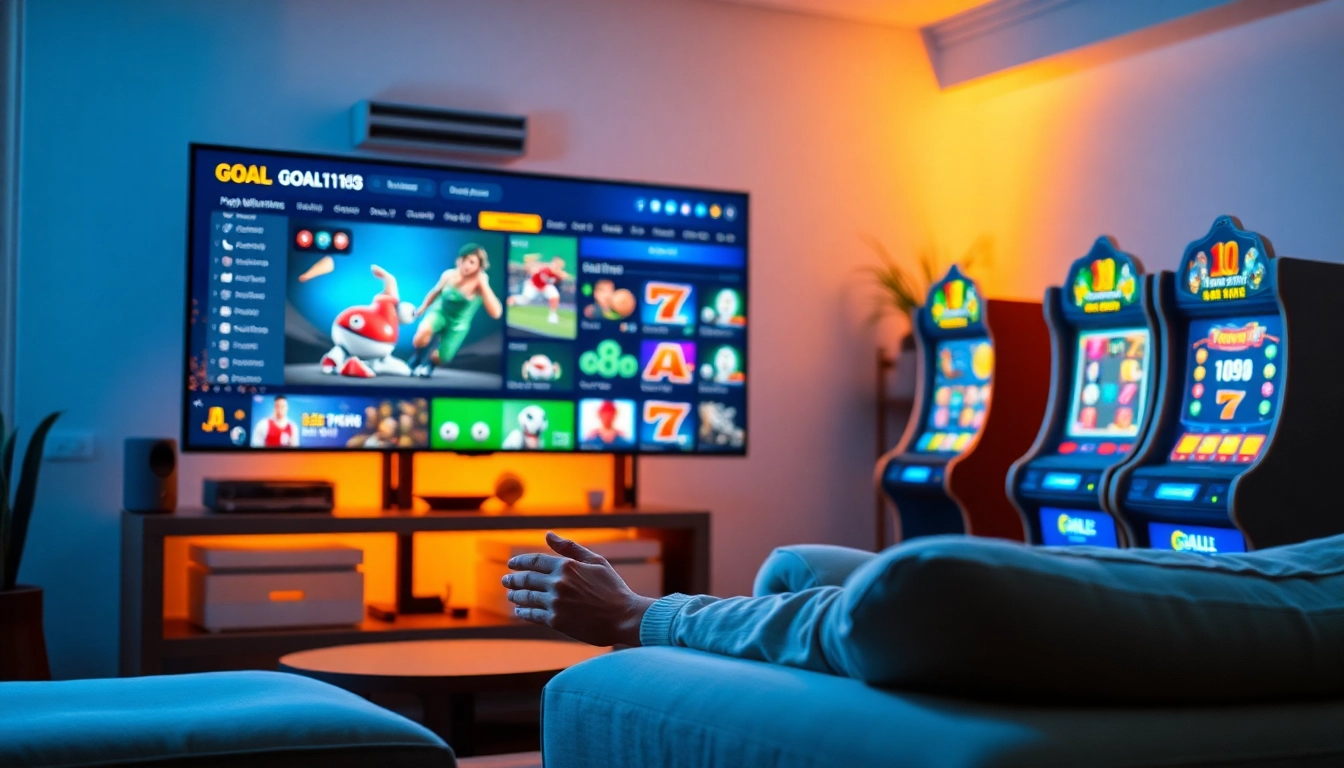 Engaging scene of online gaming platform https://goal123.work/ with vibrant games and a user interface.