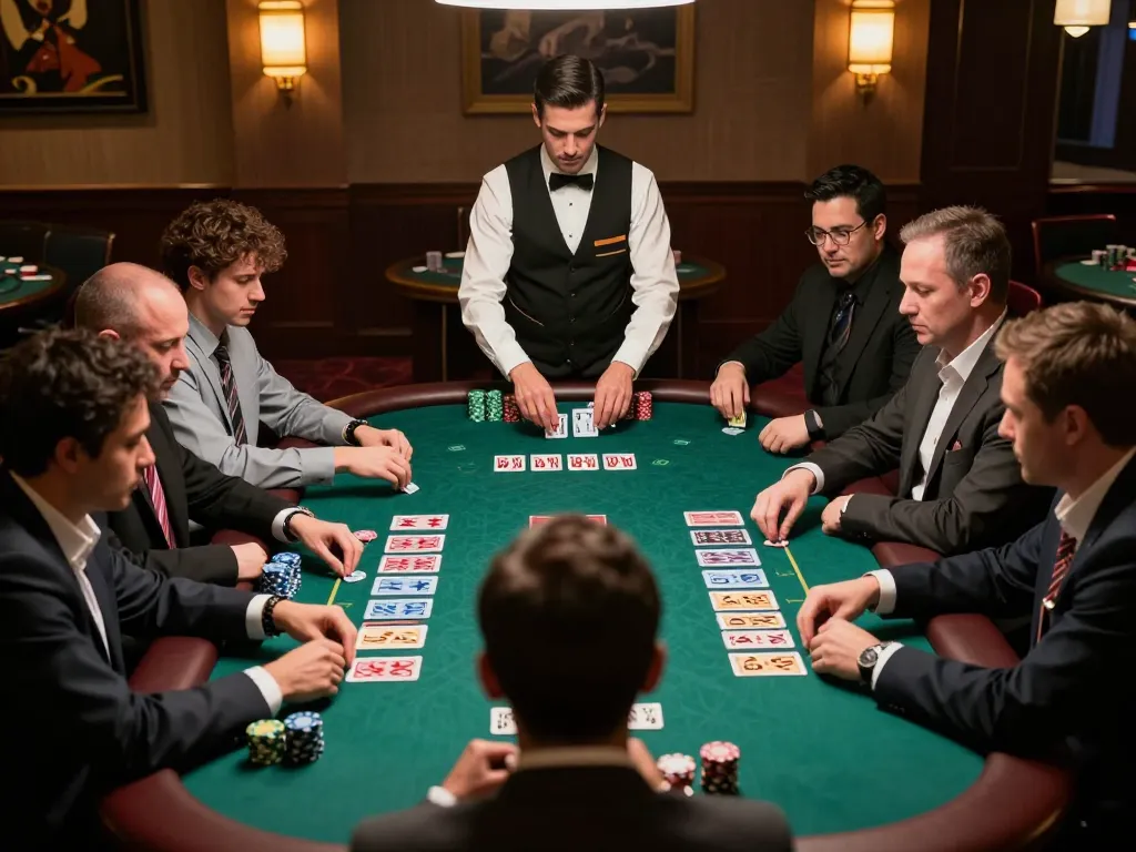Người chơi LUCK8 đặt cược trong một trò chơi blackjack chiến lược tại một sòng bạc cao cấp.