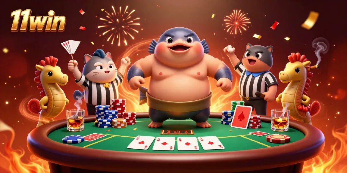 Experience thrilling poker action at 11win with a vibrant underwater scene filled with fun characters.
