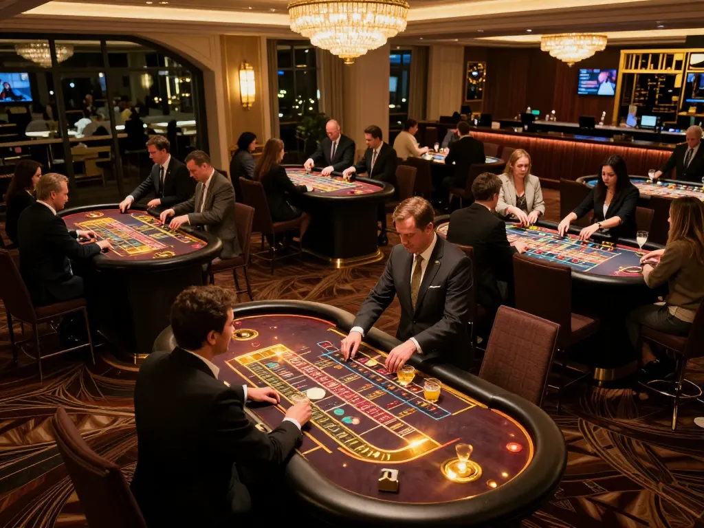 Players placing bets at a roulette table in an upscale casino, showcasing OPEN88 excitement and atmosphere