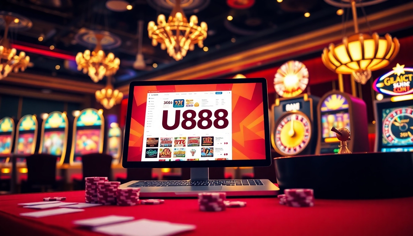 Experimente jogabilidade emocionante na U888 com visuais vibrantes de cassino e interface de jogo.