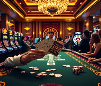 Experience the thrill of gambling at SX88-themed casino tables with professional dealers.