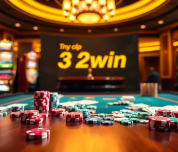 Engage with the excitement at Truy cập 32win gaming tables, featuring vibrant chips and cards.