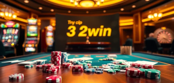 Engage with the excitement at Truy cập 32win gaming tables, featuring vibrant chips and cards.