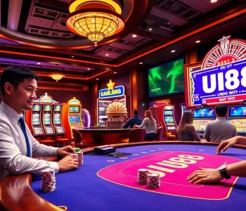 Engage in an exciting poker game at UU88 casino, showcasing vibrant poker chips and digital betting interfaces.